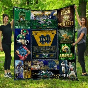 Notre Dame Fighting Irish Quilt Blanket Game Day Elegance Throw 1