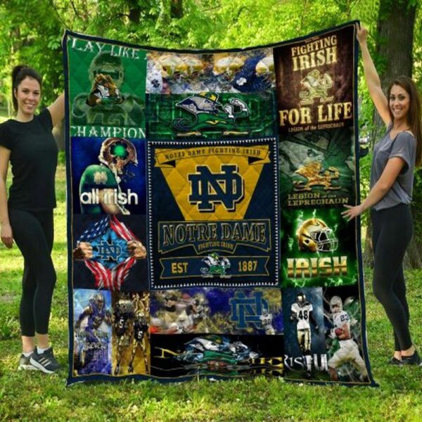 Notre Dame Fighting Irish Quilt Blanket Game Day Elegance Throw