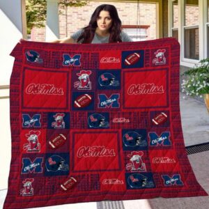 Ole Miss Rebels Quilt Blanket Majestic Game Day Aura 1