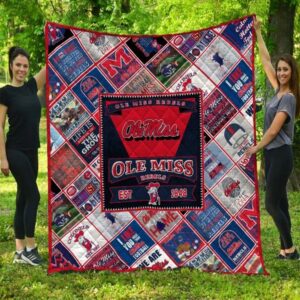 Ole Miss Rebels Quilt Blanket Team Essence Comfort 1