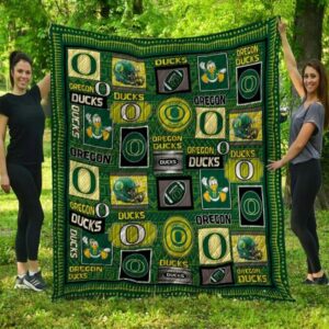 Oregon Ducks Quilt Blanket Collegiate Elegance Cozy 1