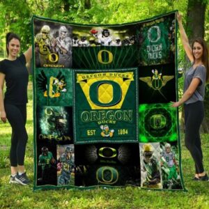 Oregon Ducks Quilt Blanket Game Time Essence Cover 1