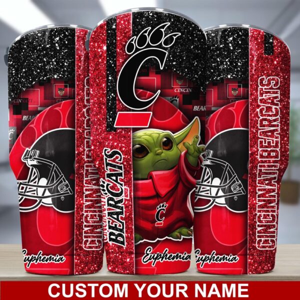 Personalized NCAA Cincinnati Bearcats Skinny Tumbler Game Day Cheer Vibes