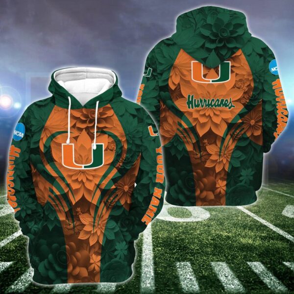 Personalized NCAA Miami Hurricanes Hoodie Leggings Casual Chic Duo Set