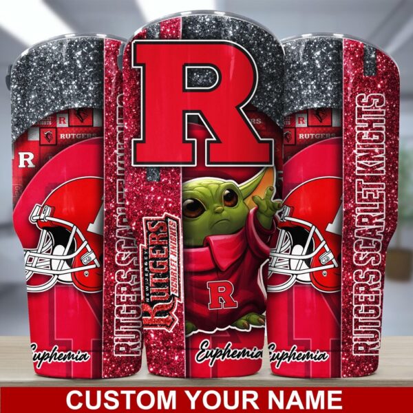 Personalized NCAA Rutgers Scarlet Knights Skinny Tumbler Game Day Cheer Vibes