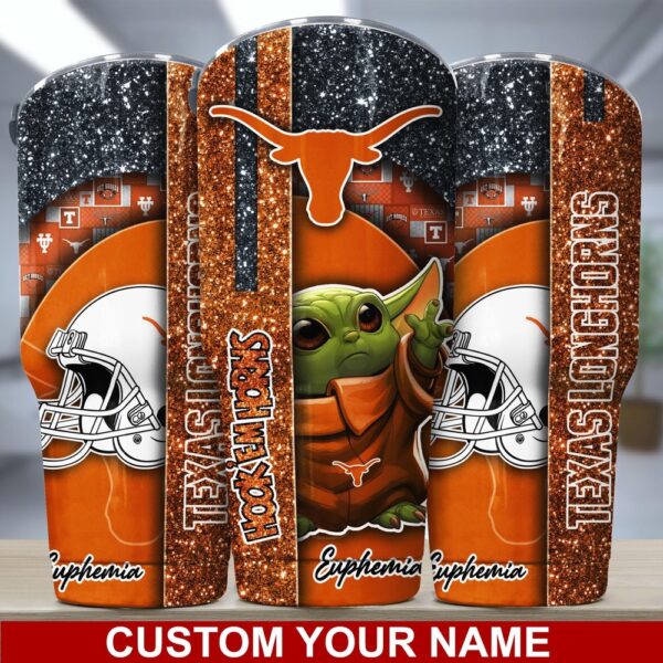 Personalized NCAA Texas Longhorns Skinny Tumbler Streamlined Glory Sips