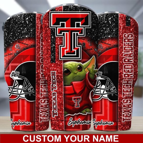 Personalized NCAA Texas Tech Red Raiders Skinny Tumbler Game Day Cheer Vibes