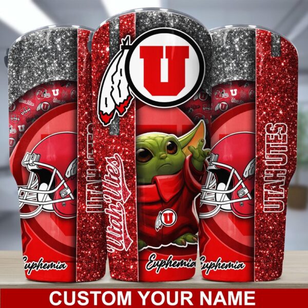 Personalized NCAA Utah Utes Skinny Tumbler Streamlined Glory Sips