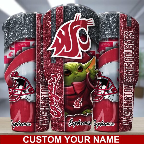 Personalized NCAA Washington State Cougars Skinny Tumbler Campus Pride On Ice