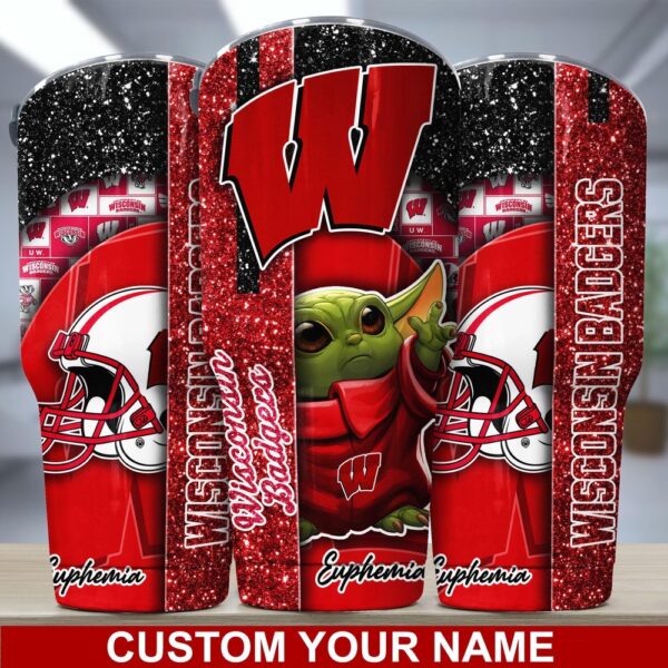 Personalized NCAA Wisconsin Badgers Skinny Tumbler Campus Pride On Ice