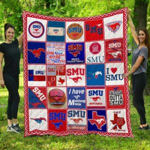 Smu Mustangs Quilt Blanket Varsity…