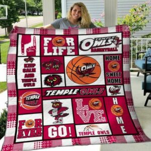 Temple Owls Quilt Blanket Sports Fan Victory Wrap 1