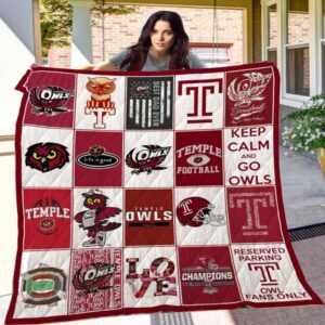 Temple Owls Quilt Blanket Tranquil Game Day Corner 1