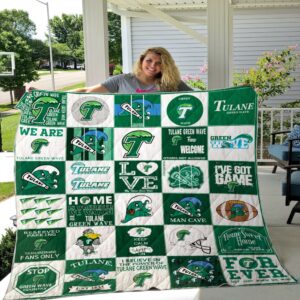 Tulane Green Wave Quilt Blanket…