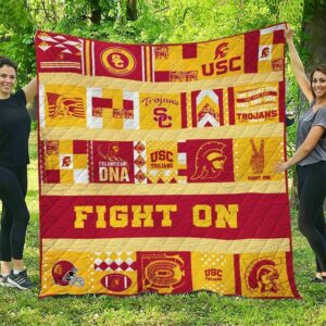 Usc Trojans Quilt Blanket Game Time Essence Cover 1