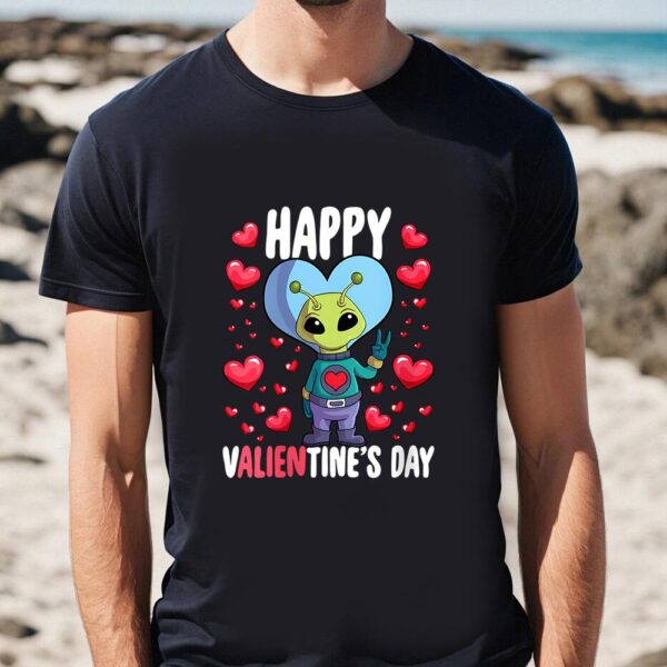 Valentines Womens Shirts, Alien Happy Valientines Day Lover T-Shirt