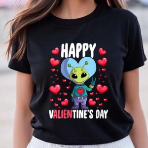 Valentines Womens Shirts Alien Happy Valientines Day Lover T Shirt 3