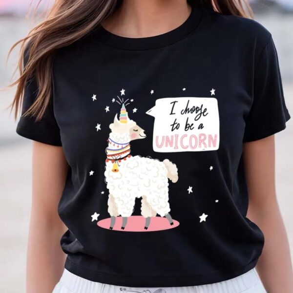 Valentines Womens Shirts, Alpaca With Unicorn Horn Valentine T-shirt