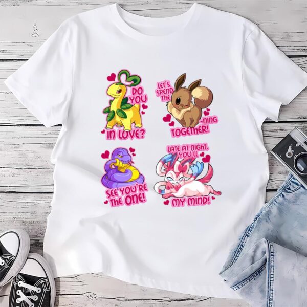 Valentines Womens Shirts, Anime Character Pokemon Happy Valentine’s Day T-shirt