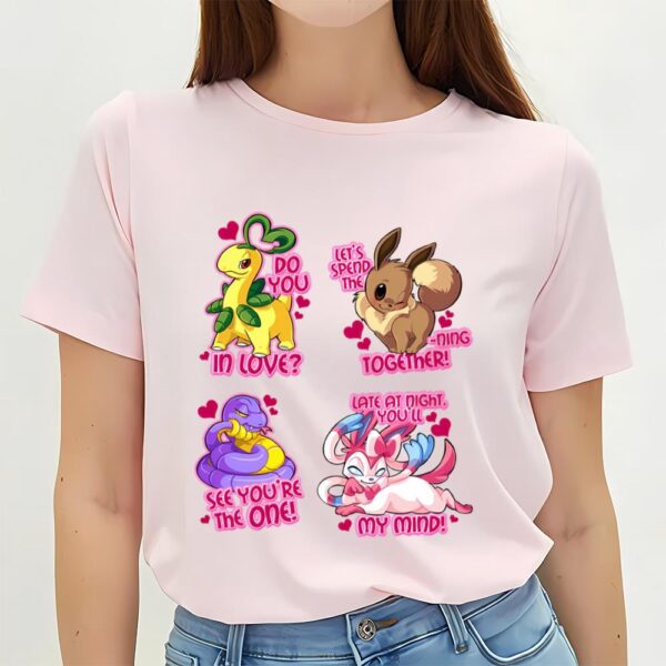 Valentines Womens Shirts, Anime Character Pokemon Happy Valentine’s Day T-shirt