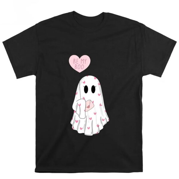 Valentines Womens Shirts, Be My Boo Valentines Ghost With Balloon Valentines Day T-Shirt