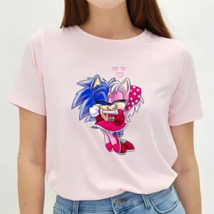 Valentines Womens Shirts Be My Valentine Amy Rose And Sonic Valentines T shirt 3