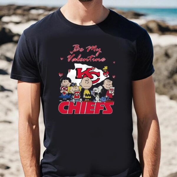 Valentines Womens Shirts, Be my Valentine Kansas City Chiefs Charlie Brown Shirt