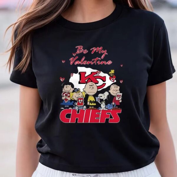 Valentines Womens Shirts, Be my Valentine Kansas City Chiefs Charlie Brown Shirt