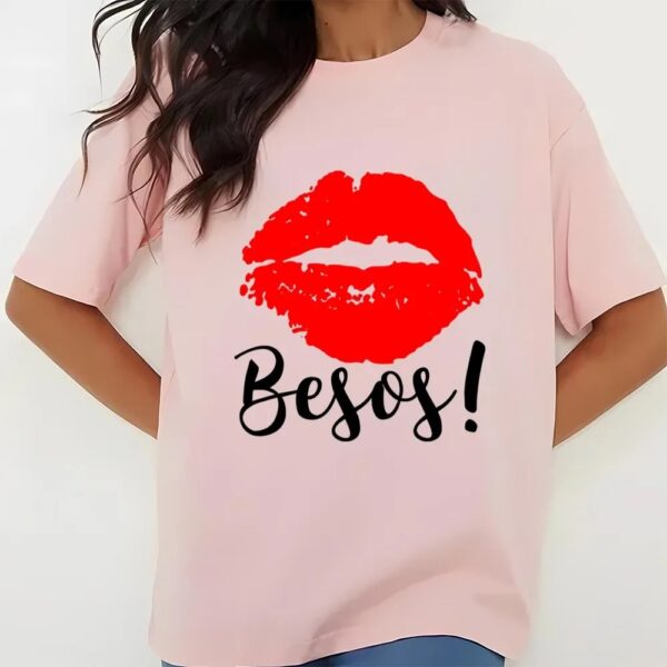 Valentines Womens Shirts, Besos Kisses In Spanish Cute Valentine’s Day T-shirt