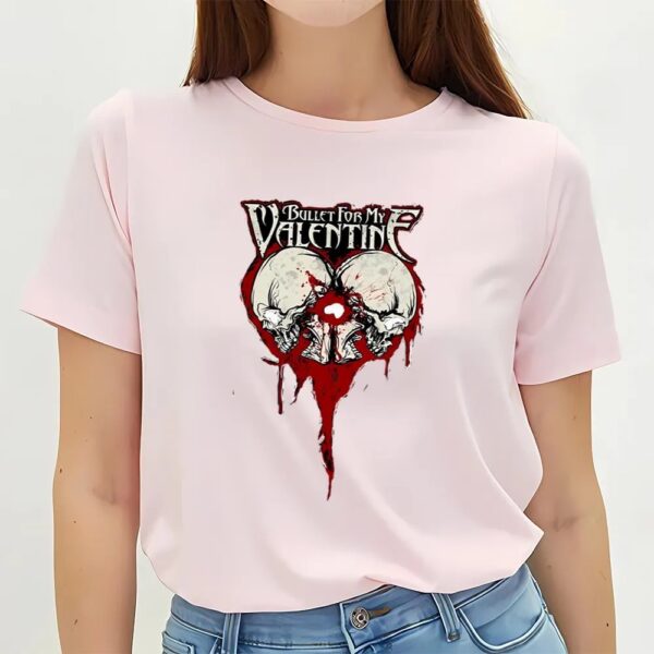 Valentines Womens Shirts, Bullet My Valentine Skull And Red Blood T-shirt