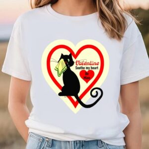 Valentines Womens Shirts Crying Black Cat Old Fashioned Valentine Vintage Style T Shirt 3