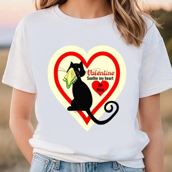 Valentines Womens Shirts, Crying Black Cat Old Fashioned Valentine Vintage Style T-Shirt