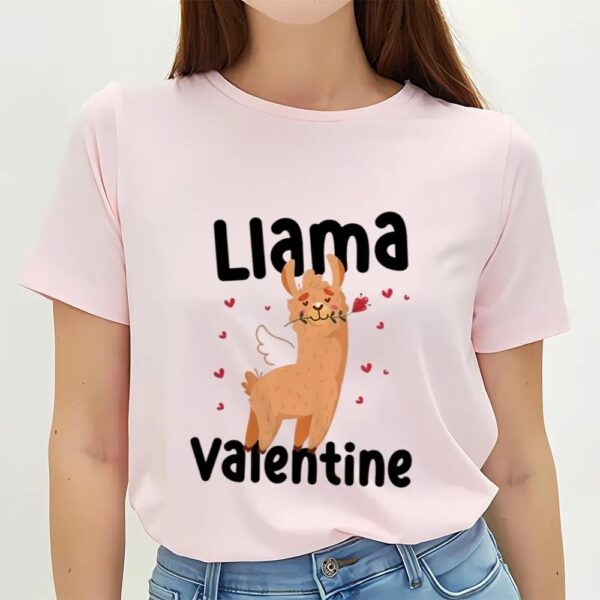 Valentines Womens Shirts, Cute Llama Valentine Day Shirt