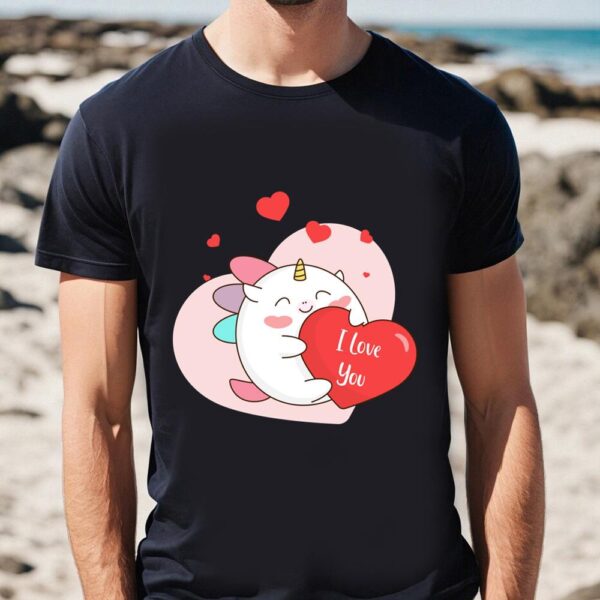 Valentines Womens Shirts, Cute Lovely Unicorn Valentine T-Shirt