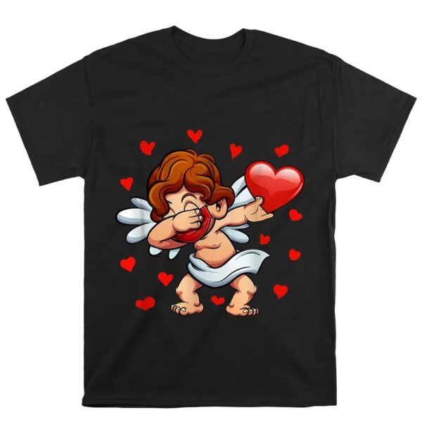 Valentines Womens Shirts, Dabbing Cupid Face Mask Dab Dance Valentine Gifts T-shirt