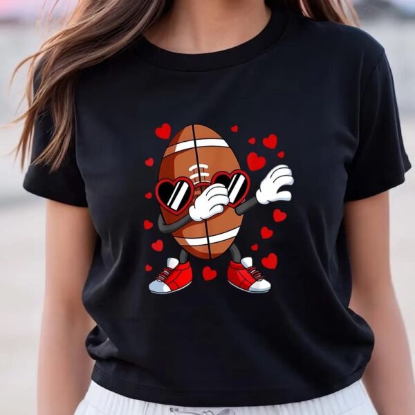 Valentines Womens Shirts, Dabbing Football Heart Glasses Valentines Day On T-shirt