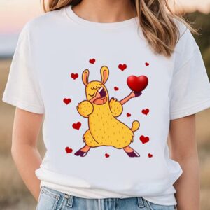 Valentines Womens Shirts Dabbing Llama Funny Valentine T shirt 1