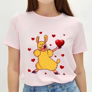 Valentines Womens Shirts Dabbing Llama Funny Valentine T shirt 3