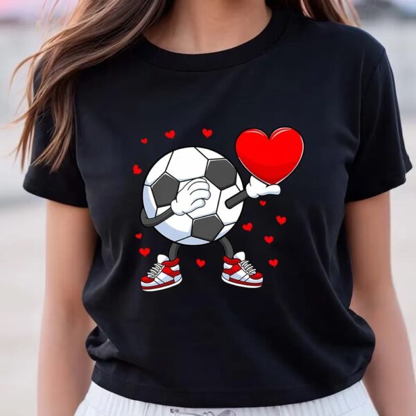 Valentines Womens Shirts, Dabbing Soccer Heart Valentine’s Day Football Player Gift T-Shirt