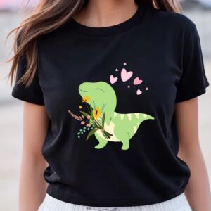 Valentines Womens Shirts Dino Flower Delivery Valentine Day Dinosaur Love T Shirt 3