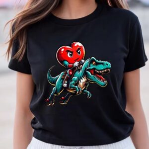 Valentines Womens Shirts Dinosaur Heart T rex Valentines Day Lover T Shirt 3