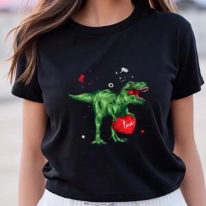 Valentines Womens Shirts Dinosaur Heart Valentine T shirt 3