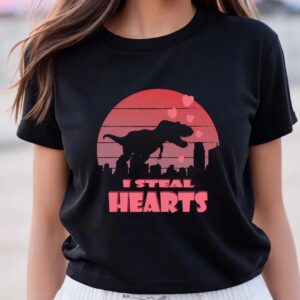 Valentines Womens Shirts Dinosaur I Steal Hearts Valentine T shirt 3