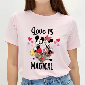 Valentines Womens Shirts Disney Mickey And Minnie Love Is Magical Valentines Shirt 1