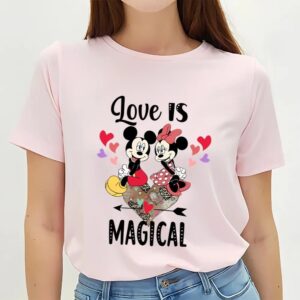 Valentines Womens Shirts Disney Mickey And Minnie Love Is Magical Valentines Shirt 2