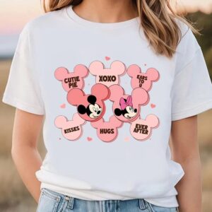 Valentines Womens Shirts Disney Mickey And Minnie Magic Castle Valentine Pink Heart Shirt 3