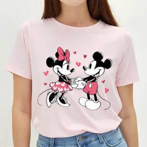 Valentines Womens Shirts Disney Mickey And Minnie Mosue Love Heart Retro T shirt 1