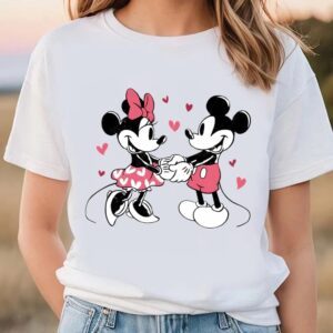 Valentines Womens Shirts Disney Mickey And Minnie Mosue Love Heart Retro T shirt 3