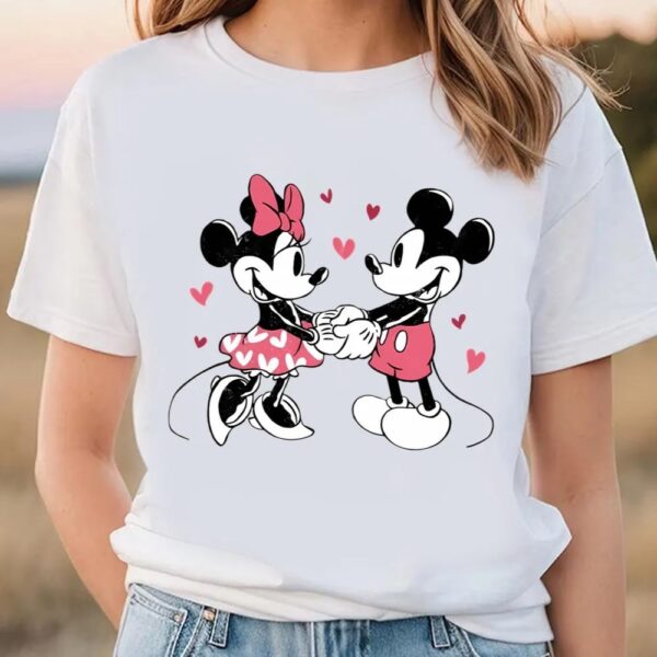 Valentines Womens Shirts, Disney Mickey And Minnie Mosue Love Heart Retro T-shirt