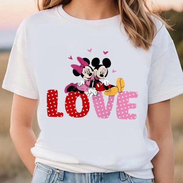 Valentines Womens Shirts, Disney Mickey And Minnie Valentines Love Shirt